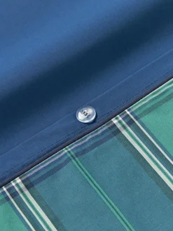 Westwing Collection Funda de almohada de percal a cuadros con ribete Scarlet