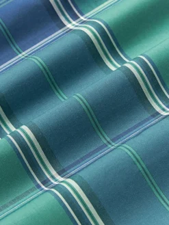 Westwing Collection Funda de almohada de percal a cuadros con ribete Scarlet