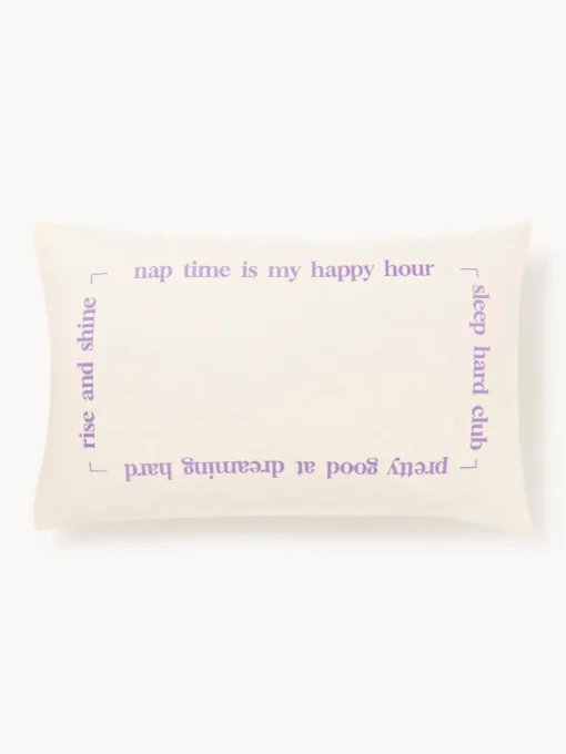 Westwing Collection Funda de almohada de percal con inscripción bordada Roya^ Fundas De Almohadas|Mantas