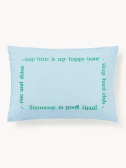 Westwing Collection Funda de almohada de percal con inscripción bordada Roya