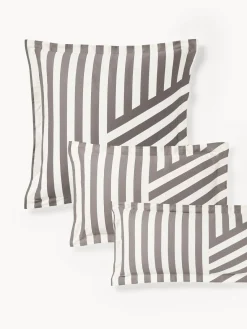 Westwing Collection Funda de almohada de satén a rayas con dobladillo Brendan