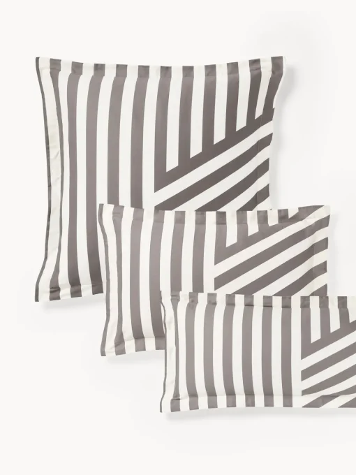 Westwing Collection Funda de almohada de satén a rayas con dobladillo Brendan