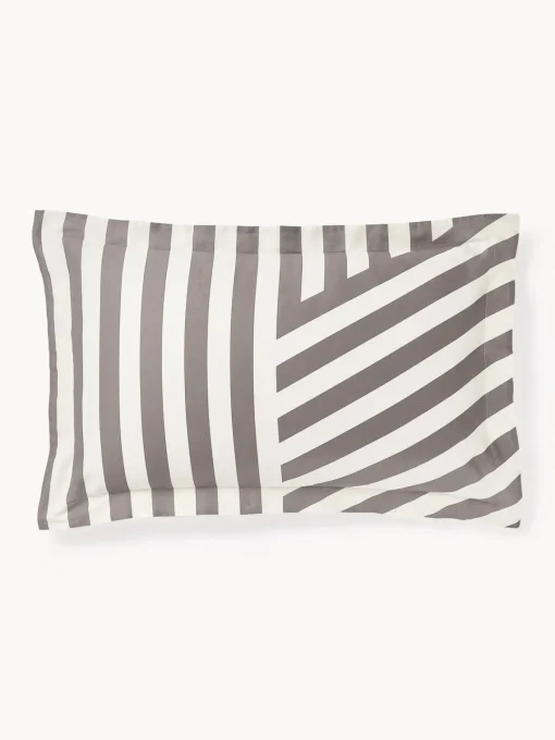 Westwing Collection Funda de almohada de satén a rayas con dobladillo Brendan