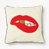 Jonathan Adler Funda de cojín de lana Lips Bitten
