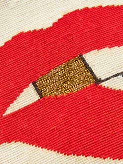 Jonathan Adler Funda de cojín de lana Lips Bitten