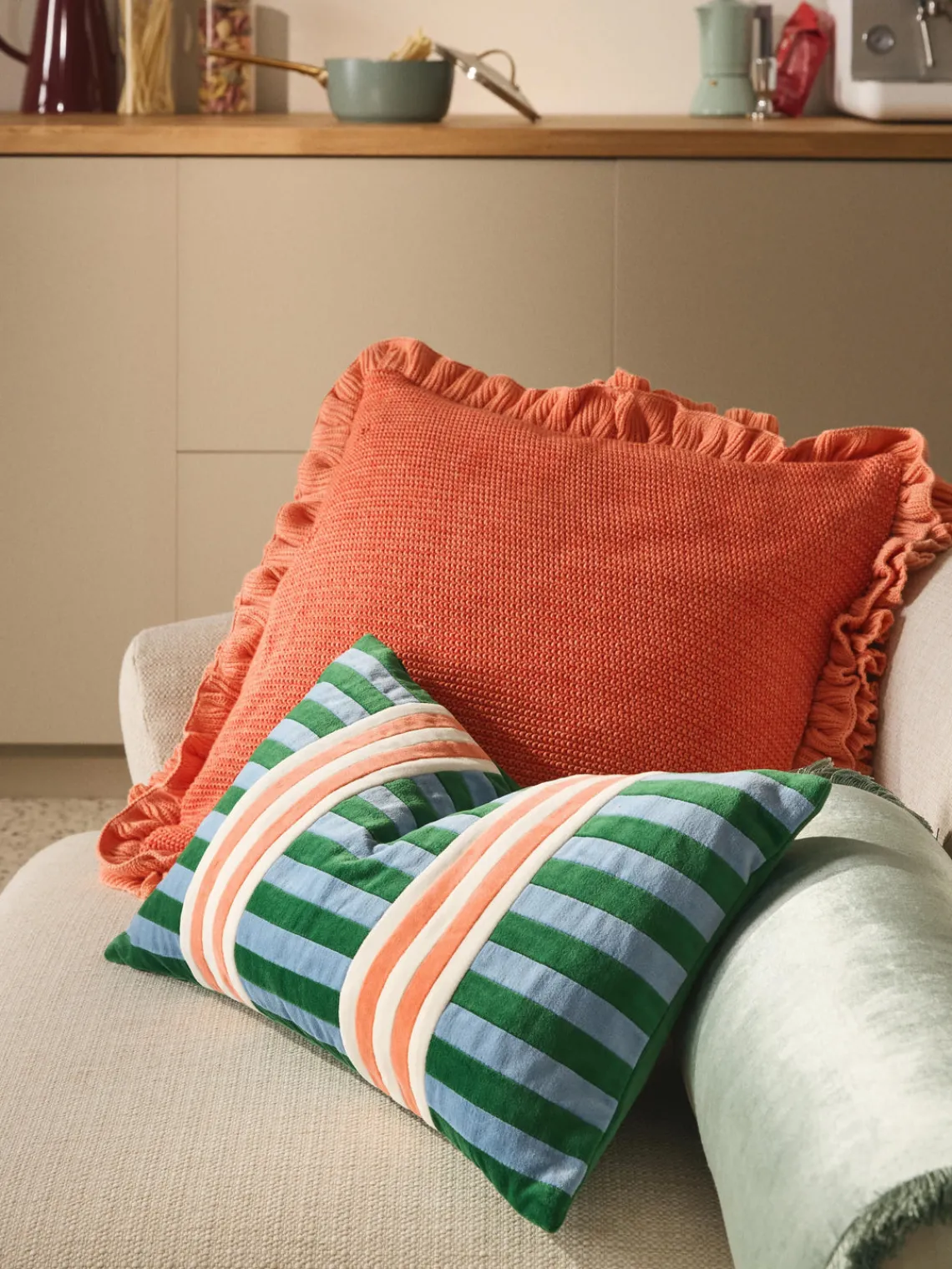 Westwing Collection Funda de cojín de patchwork de terciopelo Tete^ Mantas|Cojines Decorativos