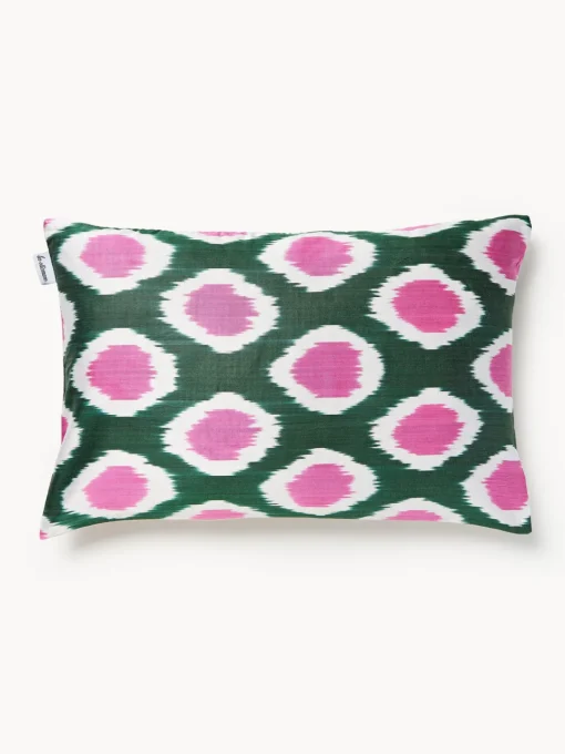 Les Ottomans Funda de cojín decorativo de seda con estampado abstracto Silky