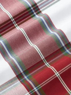 Westwing Collection Funda nórdica de percal a cuadros con ribete Scarlet