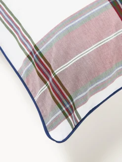 Westwing Collection Funda nórdica de percal a cuadros con ribete Scarlet