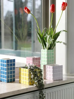 &k Amsterdam Jarrón de diseño Tile, 28 cm