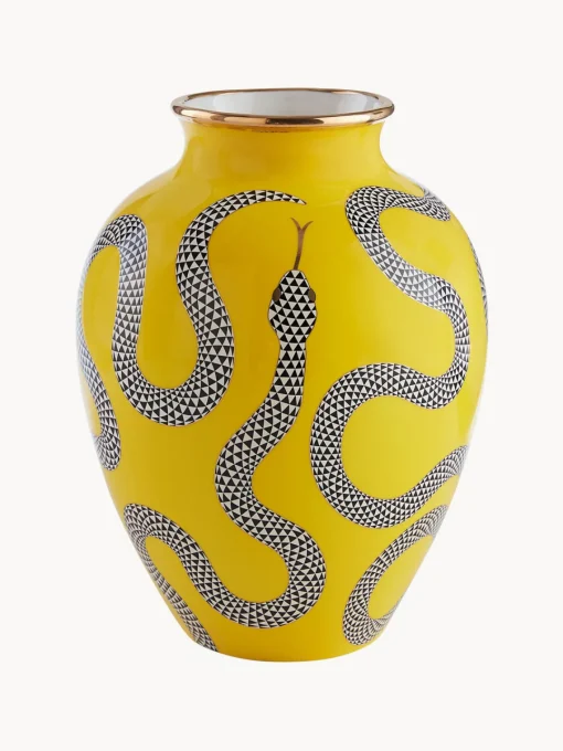 Jonathan Adler Jarrón de porcelana con detalle de oro Eden, 27 cm