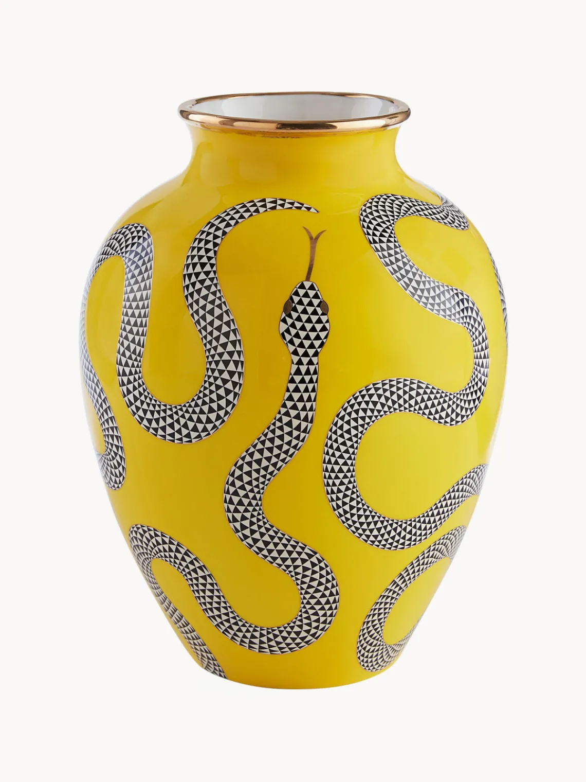 Jonathan Adler Jarrón de porcelana con detalle de oro Eden, 27 cm