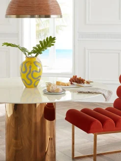 Jonathan Adler Jarrón de porcelana con detalle de oro Eden, 27 cm