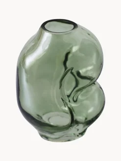 HKLIVING Jarrón de vidrio artesanal Gleam, 18 cm^ Jarrones|Jarrones