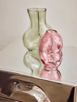 HKLIVING Jarrón de vidrio artesanal Gleam, 18 cm^ Jarrones|Jarrones