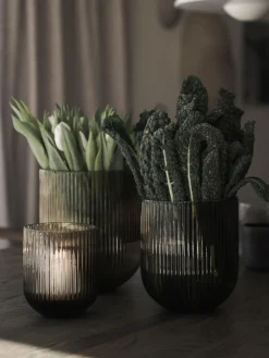 DBKD Jarrón de vidrio Simple Stripe, 22 cm^ Jarrones|Jarrones