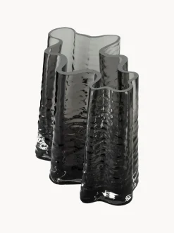 Cooee Design Jarrón de vidrio soplado artesanalmente con relieves Gry, 19 cm^ Jarrones|Jarrones