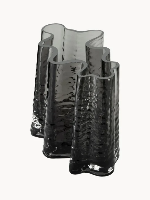 Cooee Design Jarrón de vidrio soplado artesanalmente con relieves Gry, 19 cm^ Jarrones|Jarrones