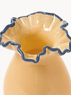 Westwing Collection Jarrón de vidrio soplado con adornos Gloria, Al 24 cm