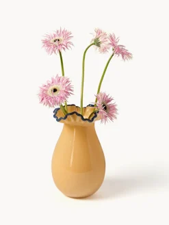 Westwing Collection Jarrón de vidrio soplado con adornos Gloria, Al 24 cm