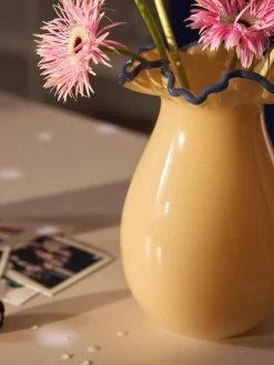 Westwing Collection Jarrón de vidrio soplado con adornos Gloria, Al 24 cm