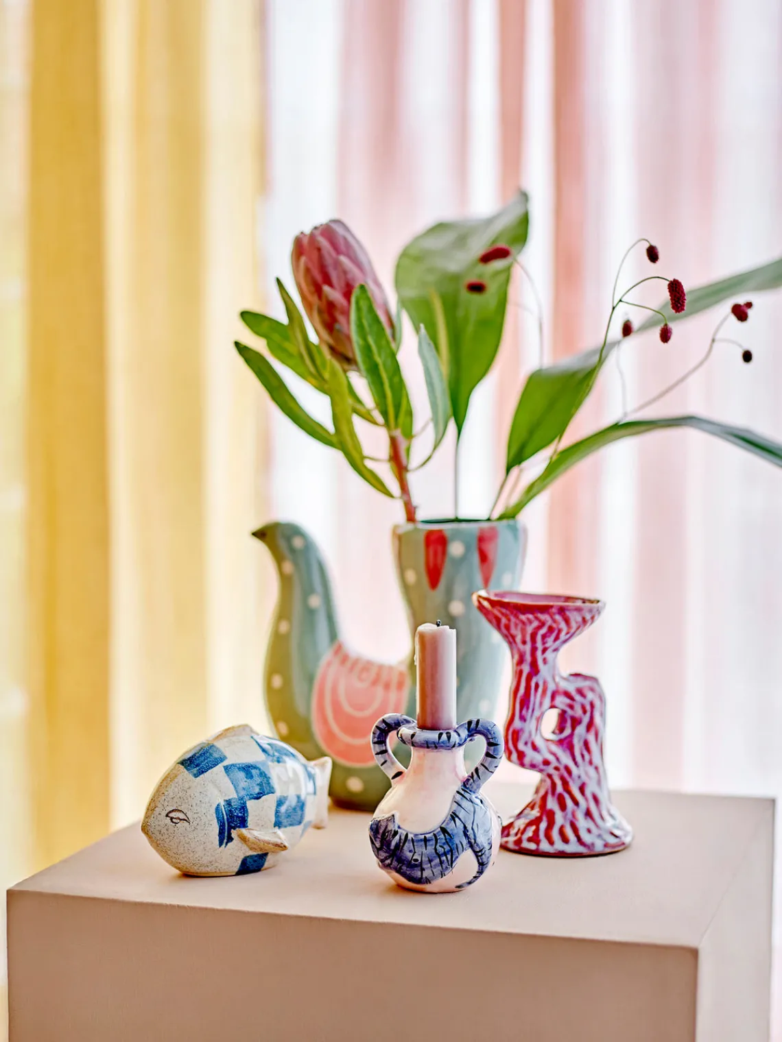 Bloomingville Jarrón pintado a mano Trudy, 19 cm^ Jarrones|Jarrones