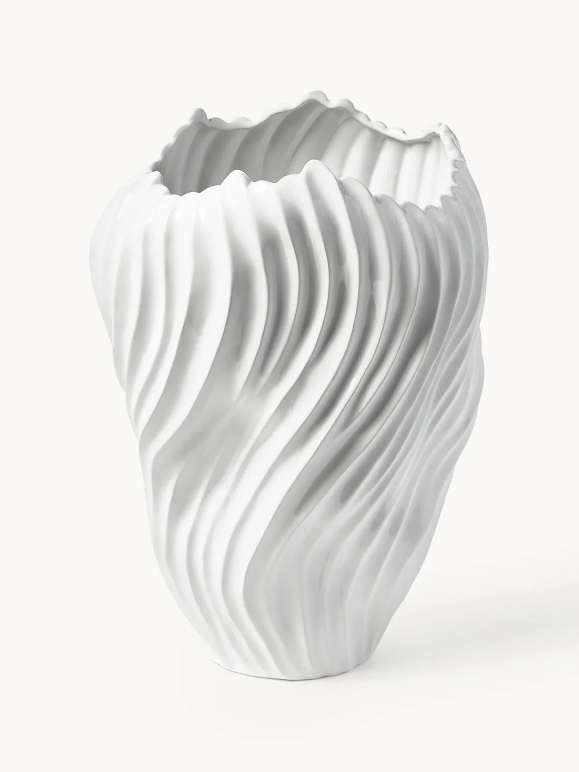 Westwing Collection Jarron decorativo XL con borde acanalado Milazzo, 44 cm