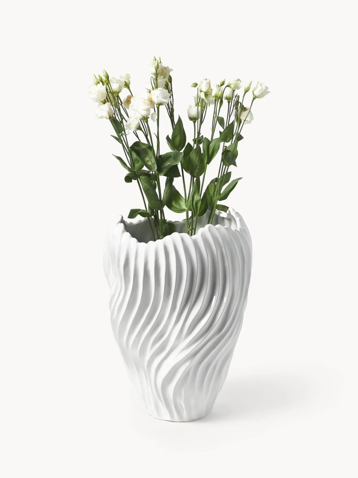 Westwing Collection Jarron decorativo XL con borde acanalado Milazzo, 44 cm