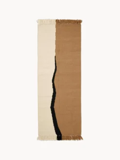 Ferm Living Kilim corredor artesanal de lana con flecos Soil^ Alfombras De Pasillo|Alfombras De Pasillo