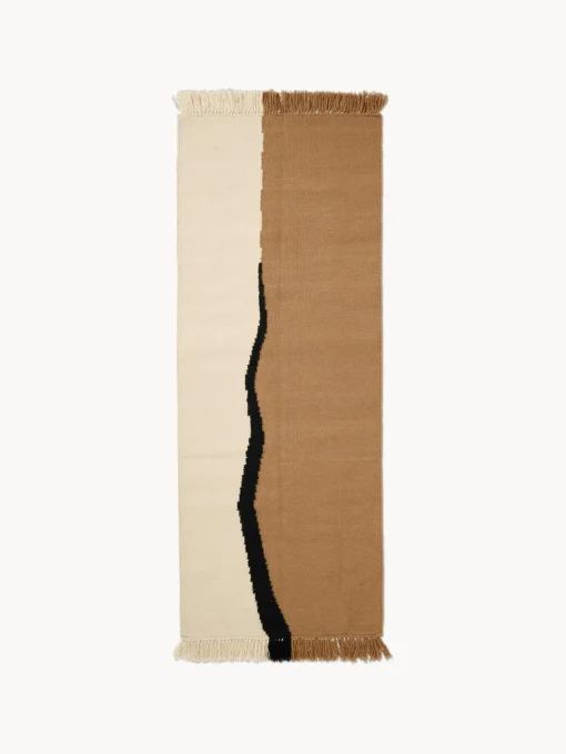 Ferm Living Kilim corredor artesanal de lana con flecos Soil^ Alfombras De Pasillo|Alfombras De Pasillo