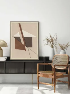 Agave Lienzo pintado a mano con marco Brown Shapes