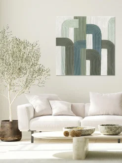 Agave Lienzo pintado a mano Green Lines