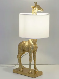 Bloomingville Lámpara de mesa de diseño grande con pantalla de lino Epigaea