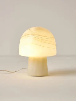 Westwing Collection Lámpara de mesa pequeña con efecto mármol Talia