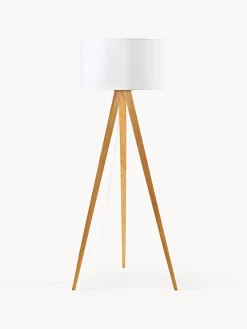 Westwing Collection Lámpara de pie con pantalla de madera maciza Jake