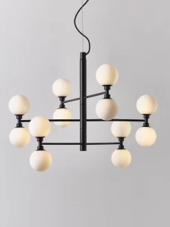 Westwing Collection Lámpara de techo grande de vidrio opalino Grover