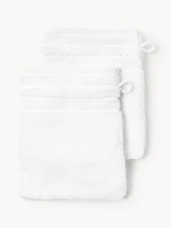 Westwing Collection Manoplas de baño con borde a rayas Luxe, 2 uds.