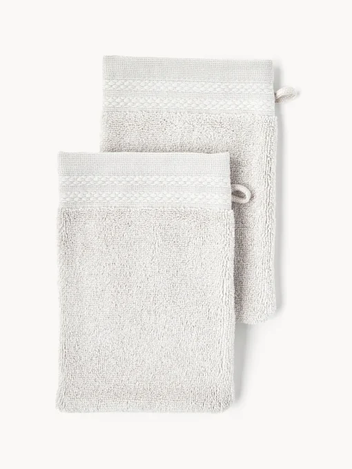 Westwing Collection Manoplas de baño de algodón ecológico Premium, 2 uds.