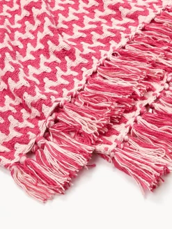 Westwing Collection Manta artesanal de algodón con flecos y estampado zigzag Lioba