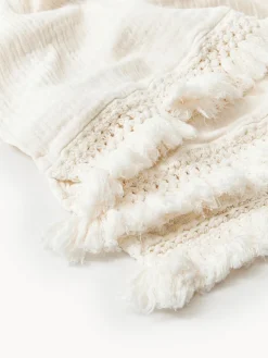 Westwing Collection Manta de algodón con flecos Piera^ Mantas