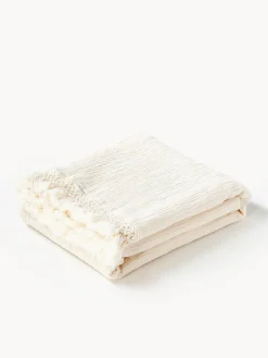 Westwing Collection Manta de algodón con flecos Piera^ Mantas