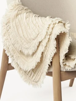 Westwing Collection Manta de algodón con pliegues y flecos Artemis^ Mantas