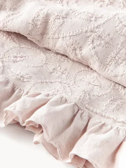 Westwing Collection Manta de algodón estampado con volantes Clara^ Mantas|Colchas