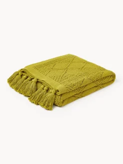 Westwing Collection Manta de punto con borlas Sarah