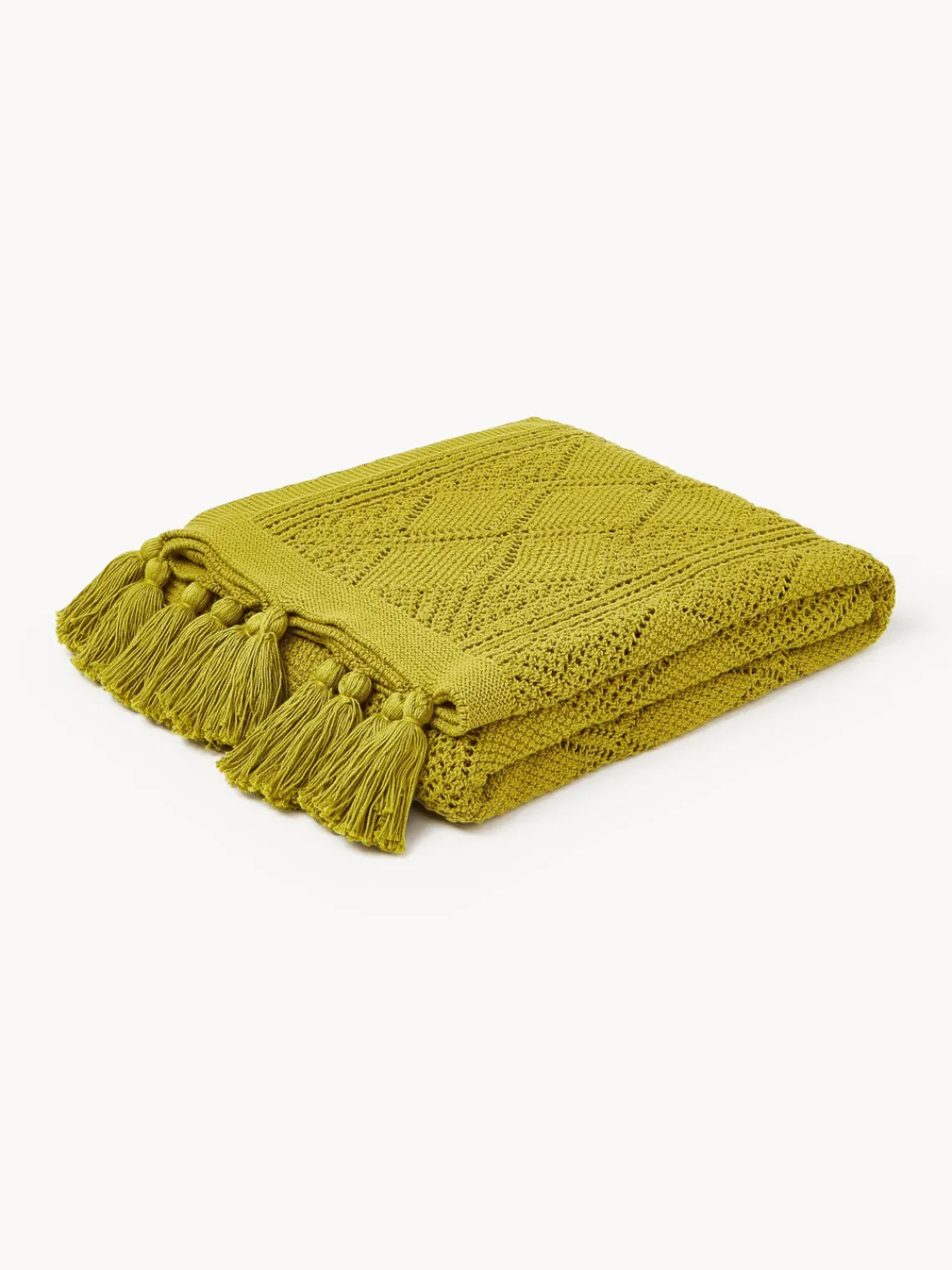 Westwing Collection Manta de punto con borlas Sarah