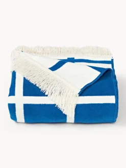 Westwing Collection Manta reversible a cuadros con ribete de flecos Edison