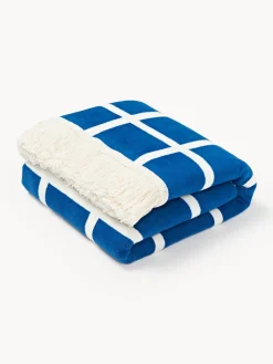 Westwing Collection Manta reversible a cuadros con ribete de flecos Edison