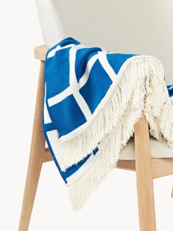 Westwing Collection Manta reversible a cuadros con ribete de flecos Edison