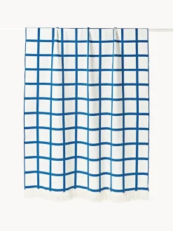 Westwing Collection Manta reversible a cuadros con ribete de flecos Edison