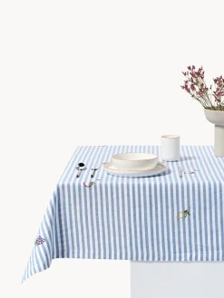 Westwing Collection Mantel a rayas con motivos bordados Melony